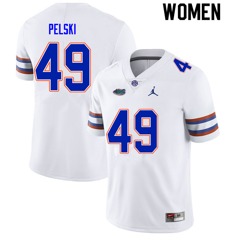 Women #49 Preston Pelski Florida Gators College Football Jerseys Sale-White